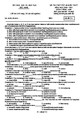 Đề thi thử Tốt nghiệp THPT môn Tiếng Anh - Mã đề 314 - Năm học 2020-2021 - Sở giáo dục và đào tạo Bắc Ninh (Có đáp án)